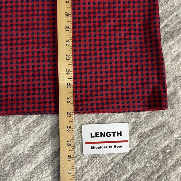 Lands' End Top Women L Red Check Long Sleeve‎ Round Neck Q51 - Picture 11 of 14